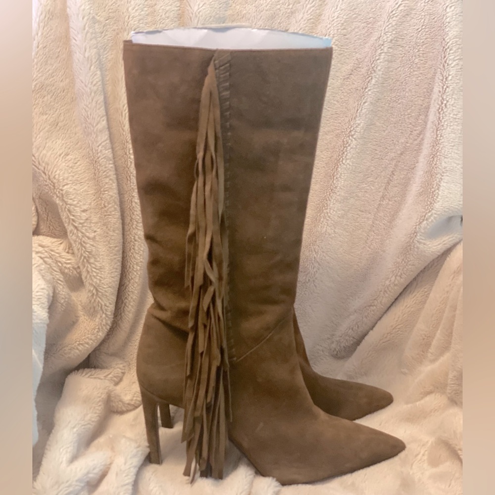 Sam Edelman Fayette Fringe Suede Mid-Calf Boots